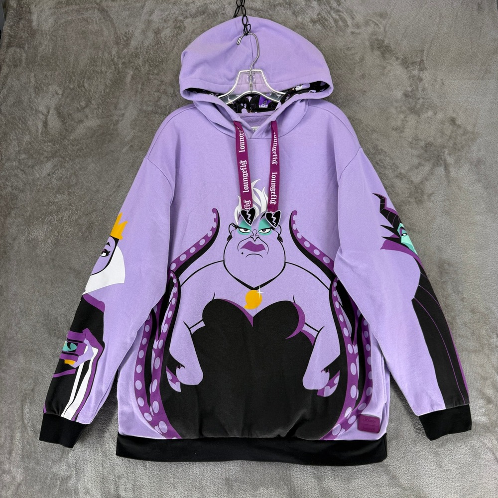 Loungefly Hoodie Womens XL Disney Villains Ursula Maleficent Purple EUC